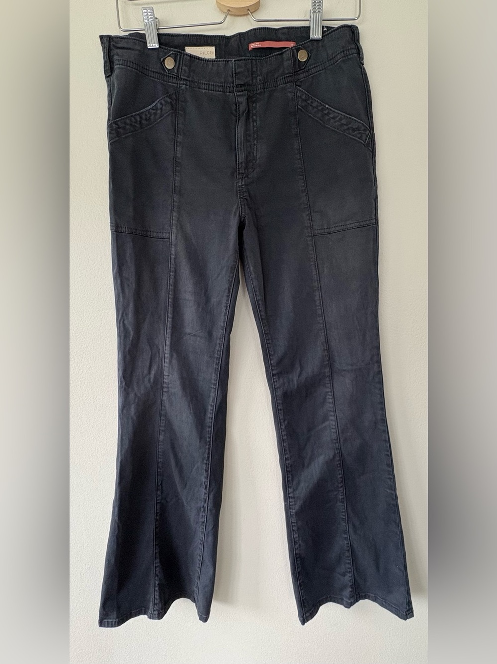 Pilcro and the Letterpress Demilune Seamed Utility Pants Washed Black bootcut